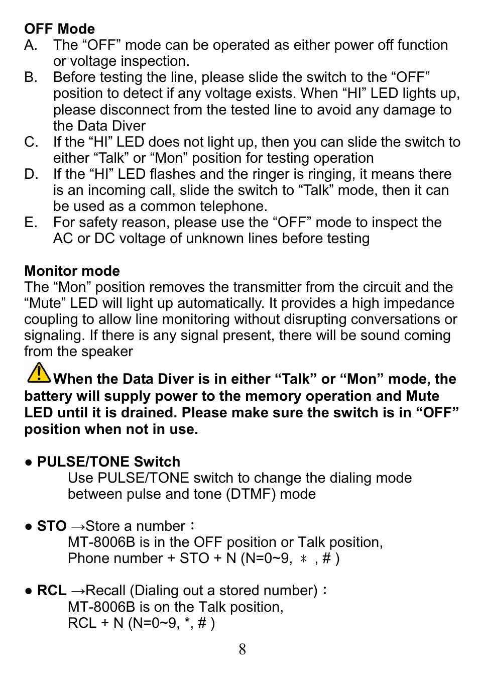 Prokit's Industries MT-8006B User Manual | Page 9 / 28