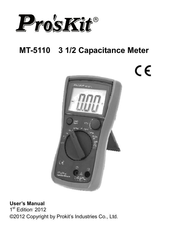 Prokit's Industries MT-5110 User Manual | 12 pages