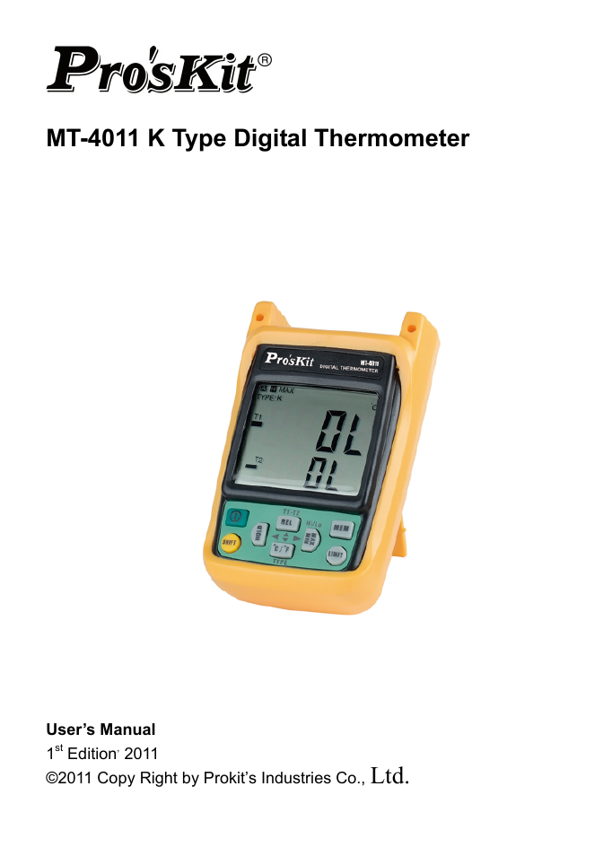 Prokit's Industries MT-4011 User Manual | 12 pages