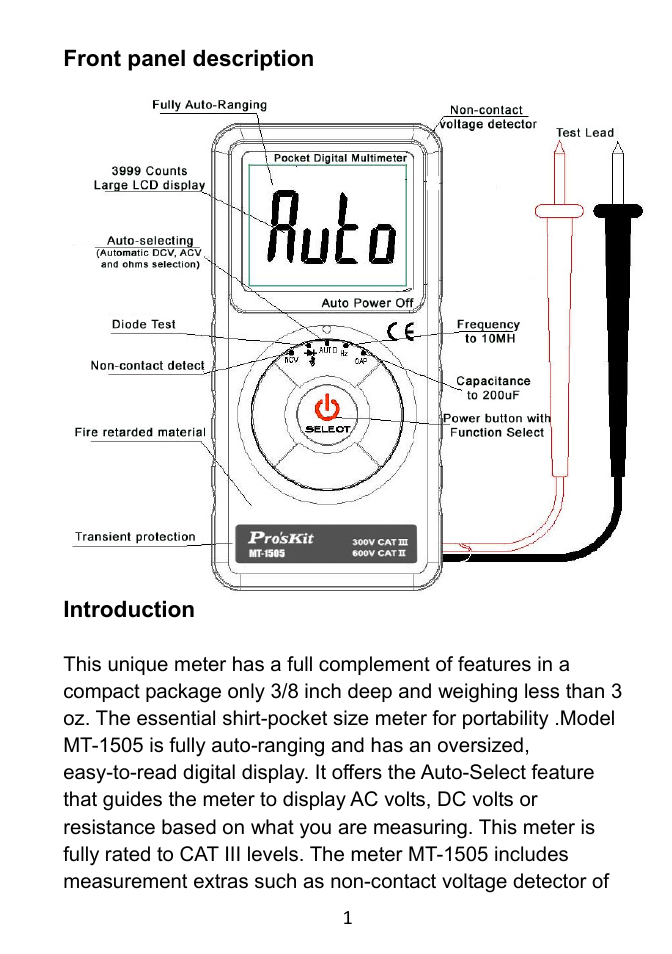 Prokit's Industries MT-1505 User Manual | Page 2 / 20