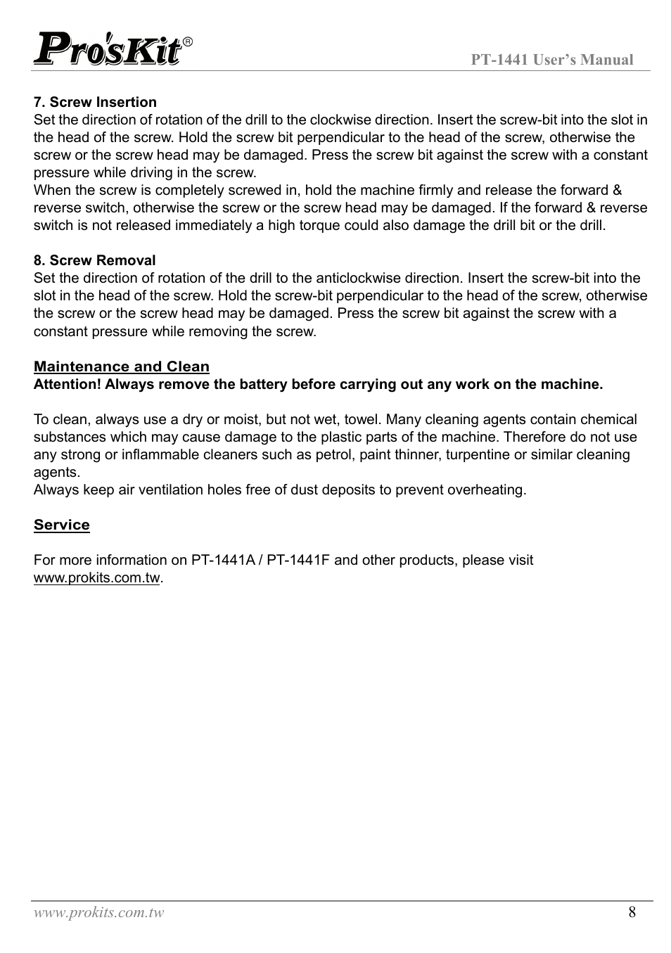 Prokit's Industries PT-1441 User Manual | Page 9 / 16