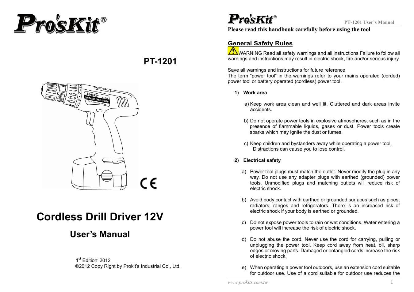 Prokit's Industries PT-1201 User Manual | 10 pages