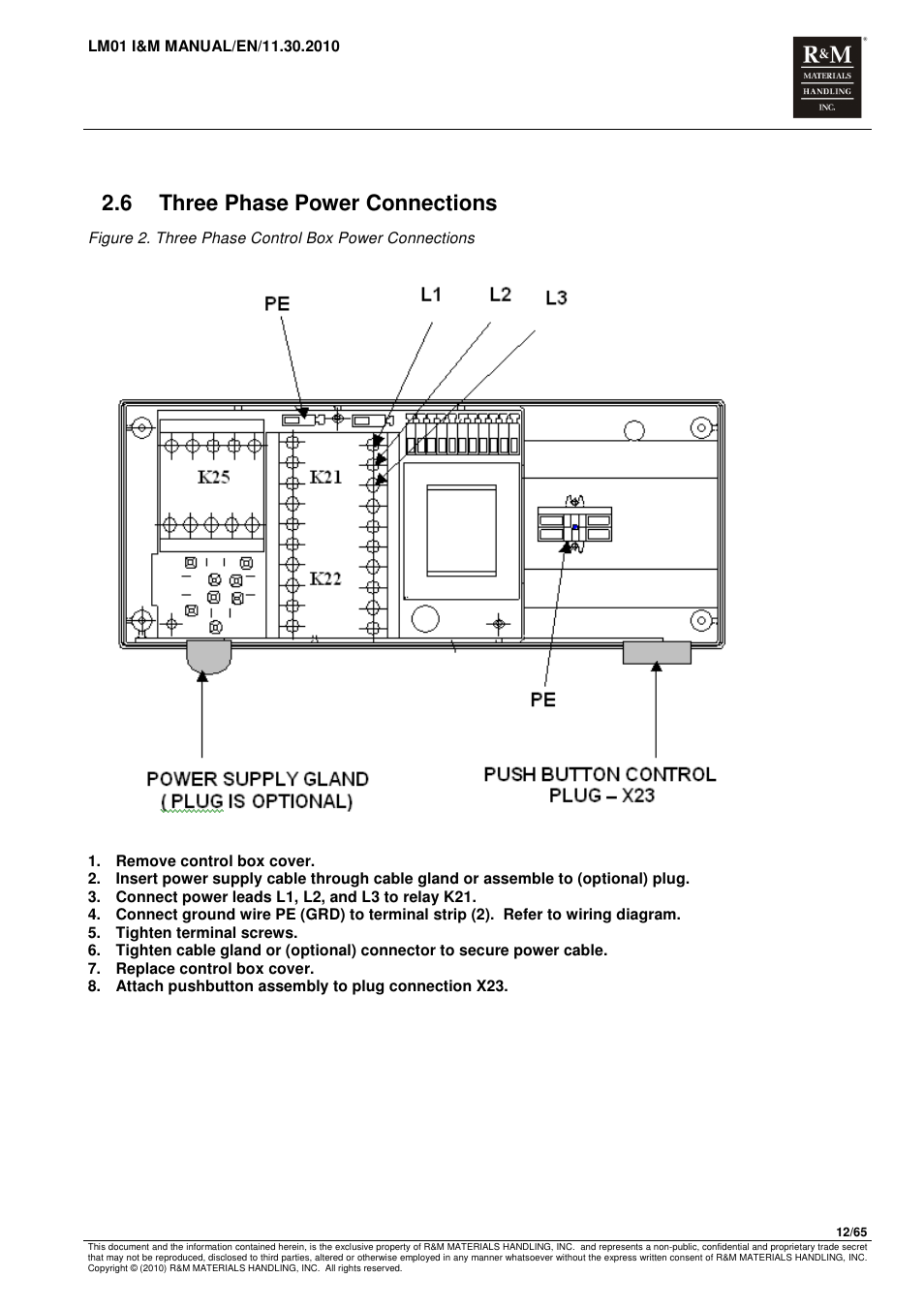 6 three phase power connections | R&M Materials Handling ELECTRIC CHAIN HOISTS LoadMate Chain Hoist LM 1 User Manual | Page 12 / 65