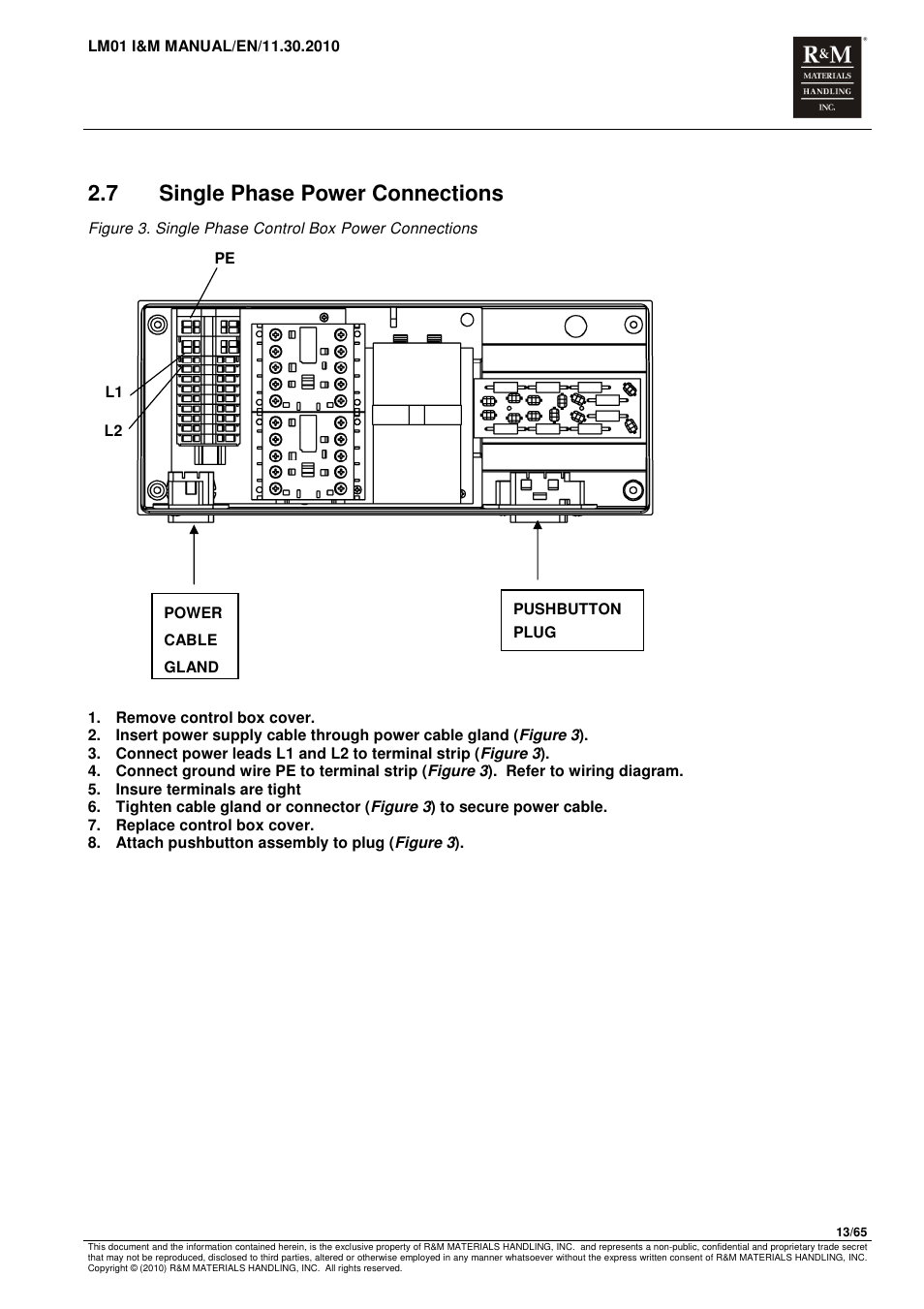 7 single phase power connections | R&M Materials Handling ELECTRIC CHAIN HOISTS LoadMate Chain Hoist LM 1 User Manual | Page 13 / 65