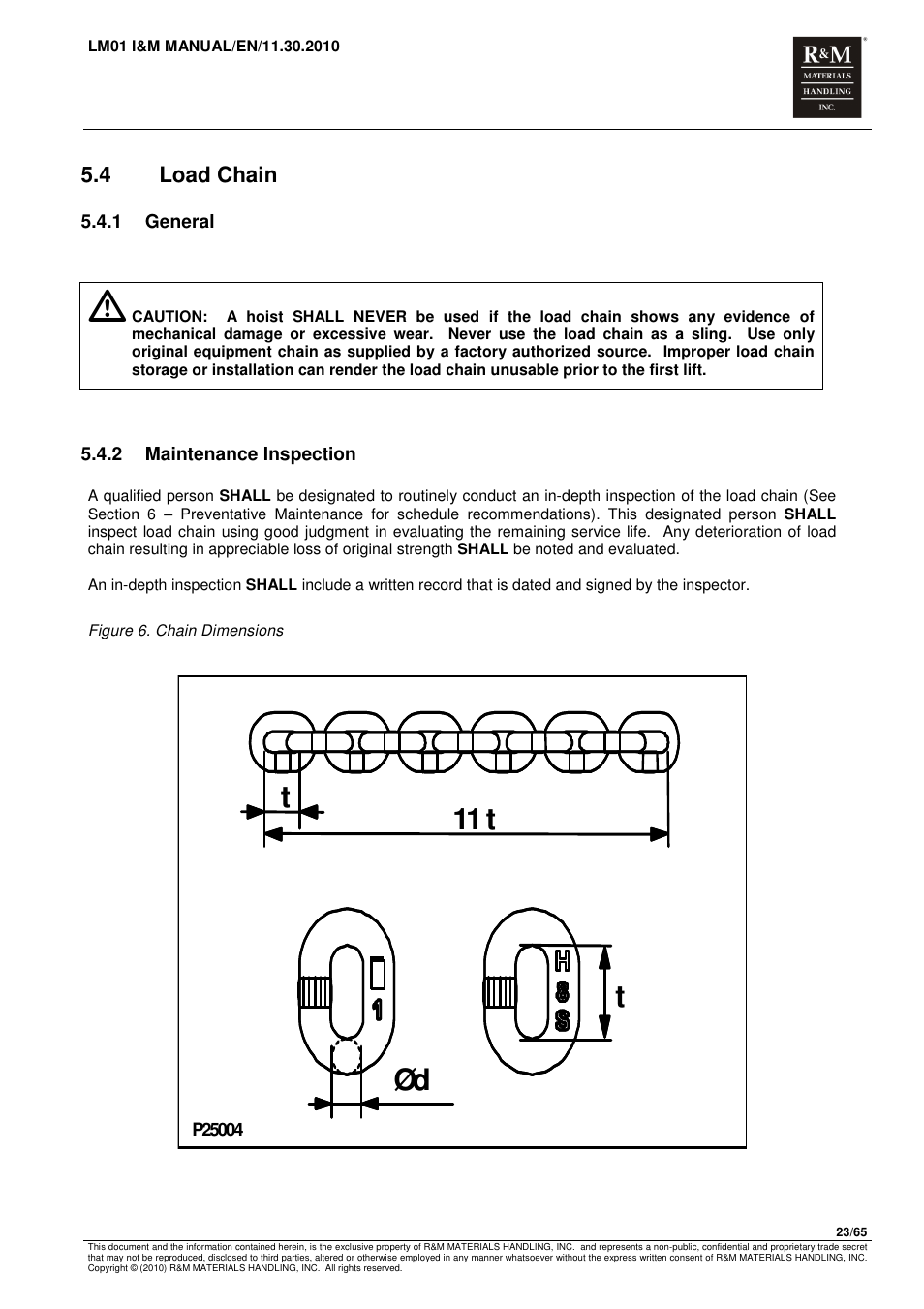 11 t t t, 4 load chain | R&M Materials Handling ELECTRIC CHAIN HOISTS LoadMate Chain Hoist LM 1 User Manual | Page 23 / 65