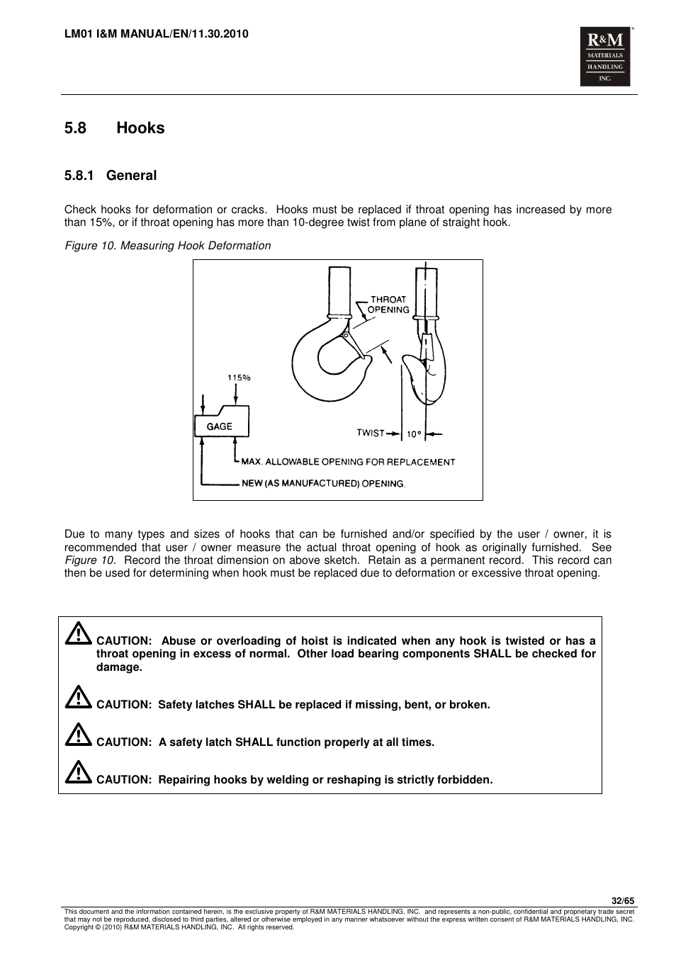 8 hooks | R&M Materials Handling ELECTRIC CHAIN HOISTS LoadMate Chain Hoist LM 1 User Manual | Page 32 / 65