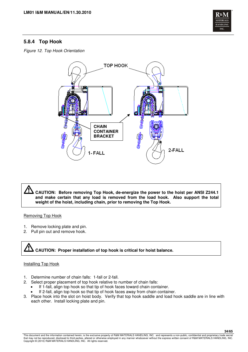 R&M Materials Handling ELECTRIC CHAIN HOISTS LoadMate Chain Hoist LM 1 User Manual | Page 34 / 65