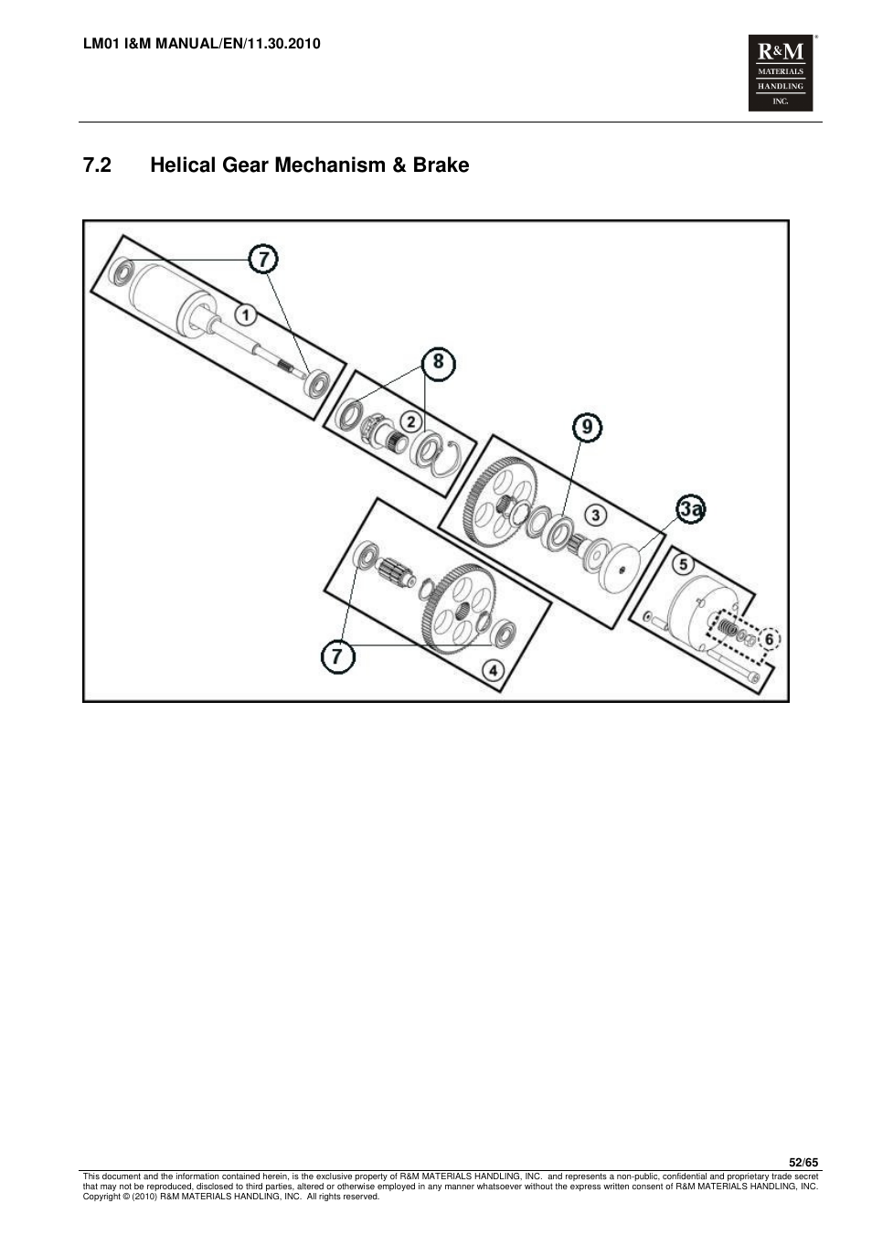 2 helical gear mechanism & brake | R&M Materials Handling ELECTRIC CHAIN HOISTS LoadMate Chain Hoist LM 1 User Manual | Page 52 / 65