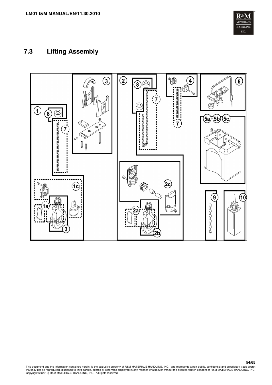 3 lifting assembly | R&M Materials Handling ELECTRIC CHAIN HOISTS LoadMate Chain Hoist LM 1 User Manual | Page 54 / 65