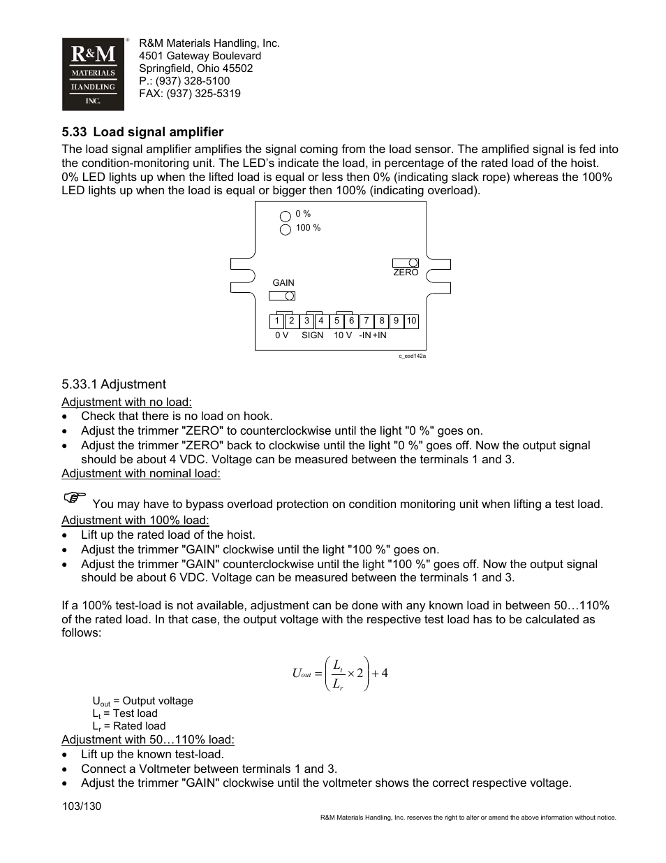 R&M Materials Handling WIRE ROPE HOISTS Service User Manual | Page 103 / 130