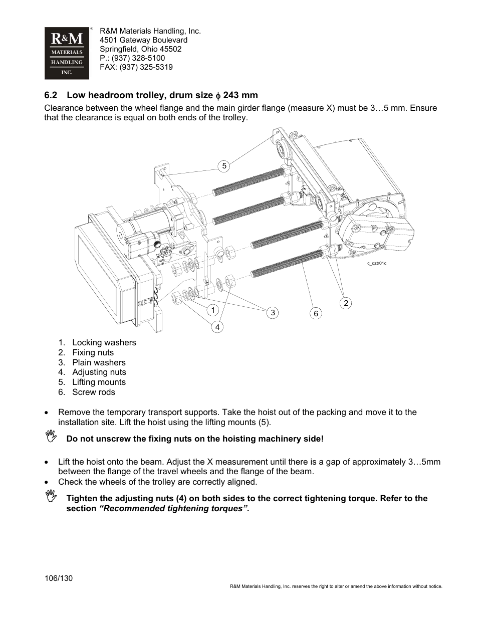 R&M Materials Handling WIRE ROPE HOISTS Service User Manual | Page 106 / 130