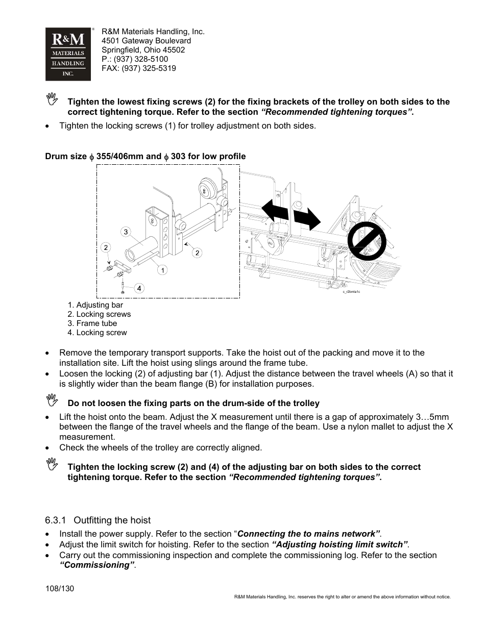 R&M Materials Handling WIRE ROPE HOISTS Service User Manual | Page 108 / 130