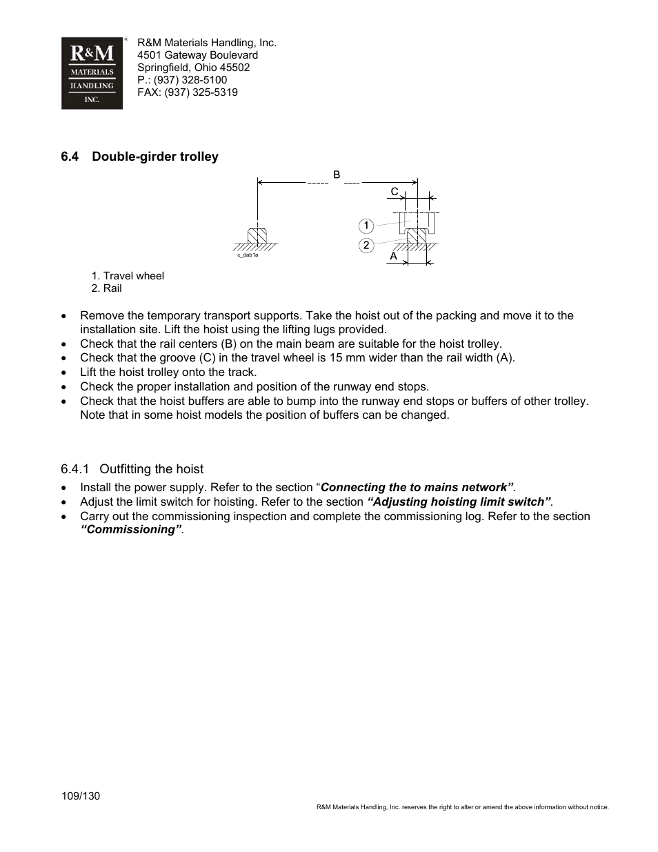 R&M Materials Handling WIRE ROPE HOISTS Service User Manual | Page 109 / 130