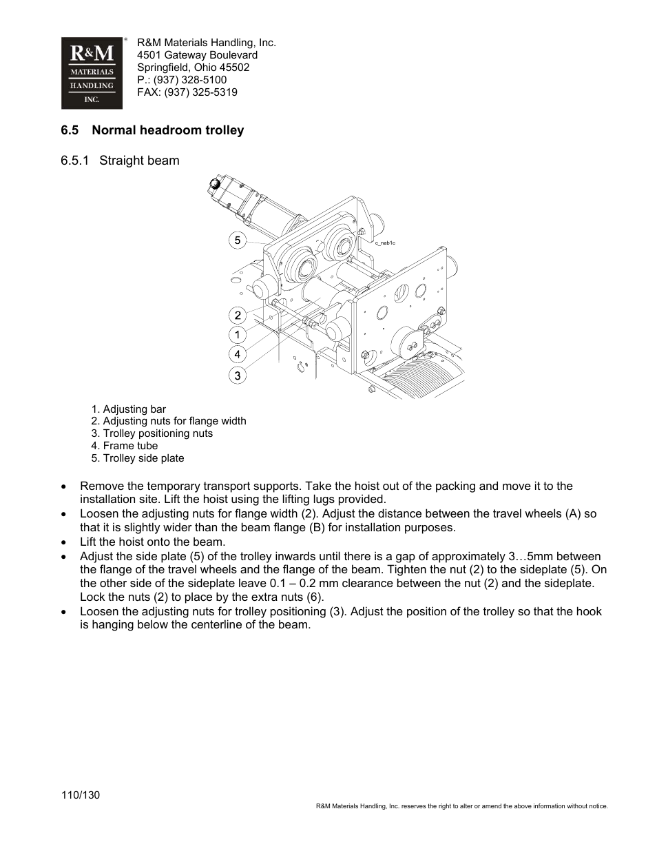 R&M Materials Handling WIRE ROPE HOISTS Service User Manual | Page 110 / 130