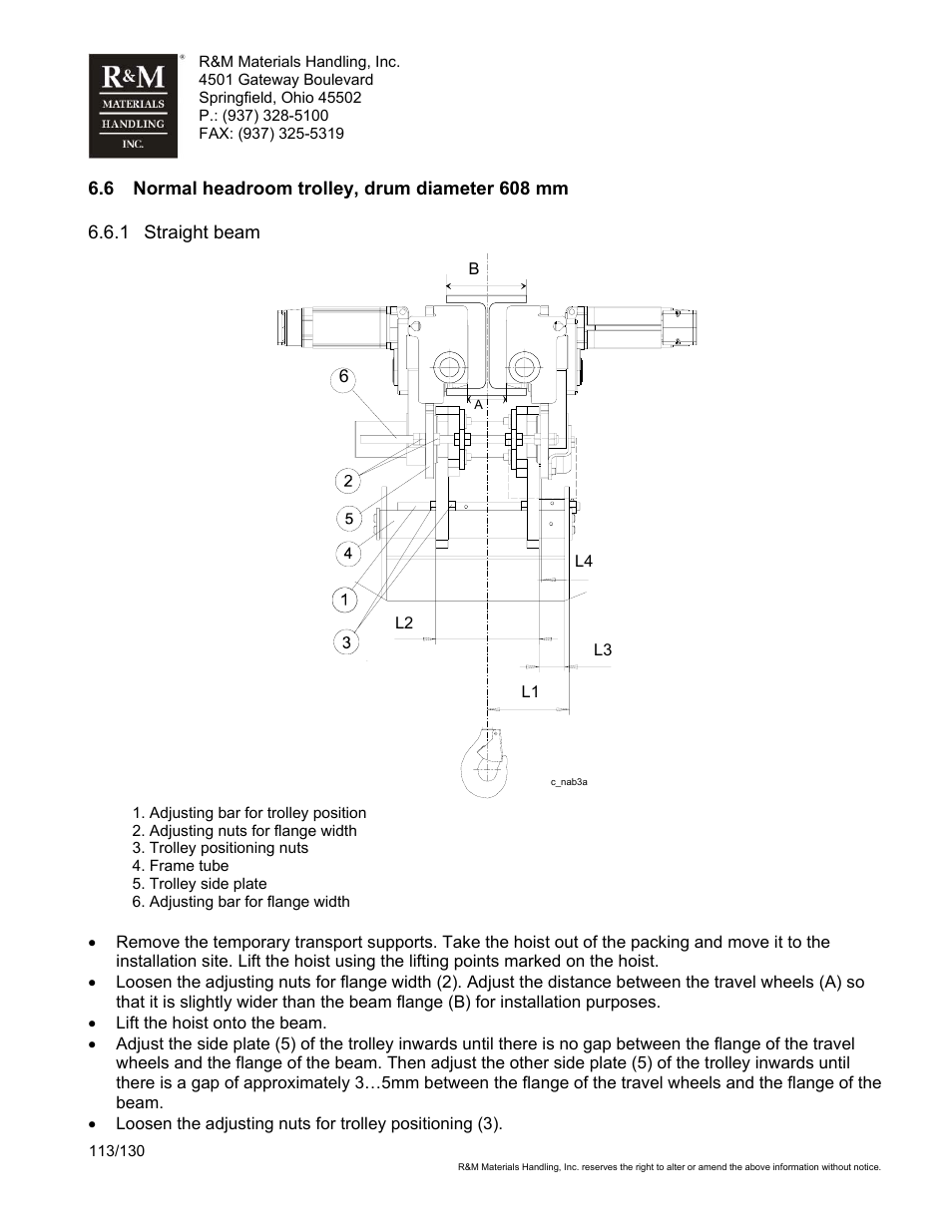 R&M Materials Handling WIRE ROPE HOISTS Service User Manual | Page 113 / 130