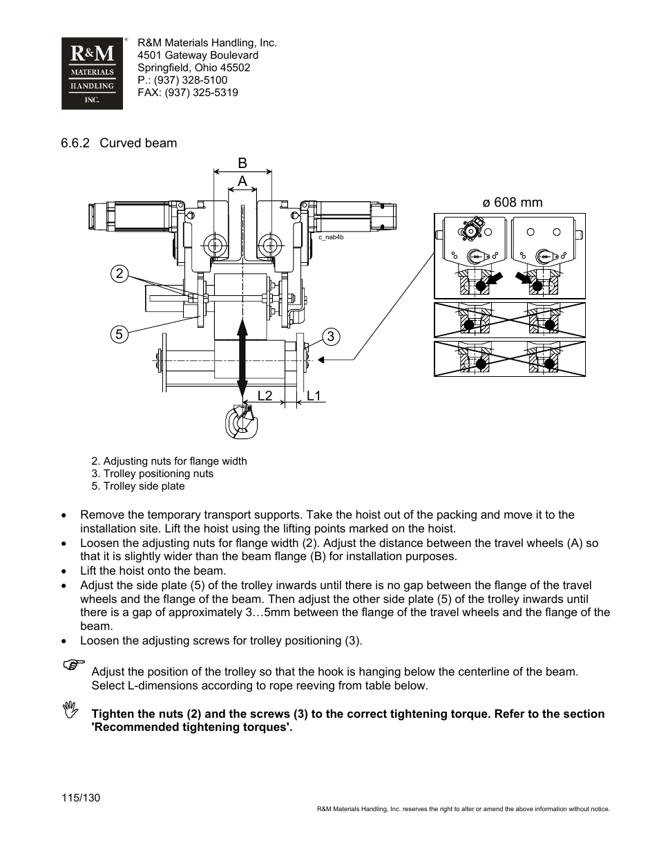 R&M Materials Handling WIRE ROPE HOISTS Service User Manual | Page 115 / 130