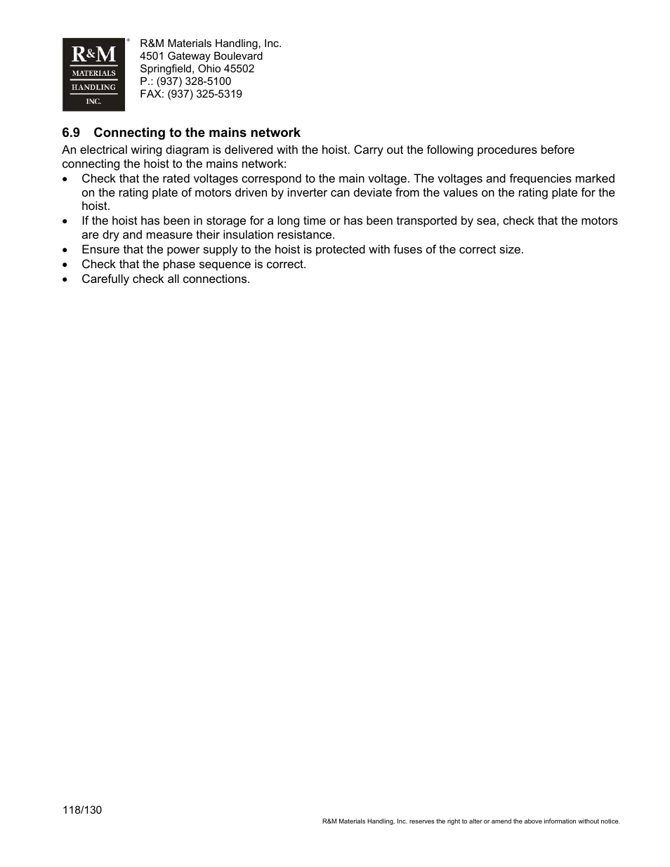 R&M Materials Handling WIRE ROPE HOISTS Service User Manual | Page 118 / 130