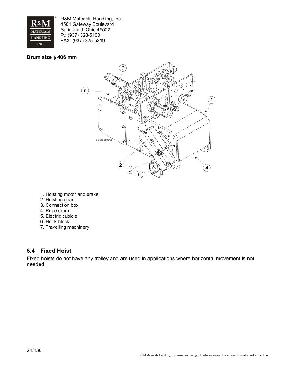 R&M Materials Handling WIRE ROPE HOISTS Service User Manual | Page 21 / 130