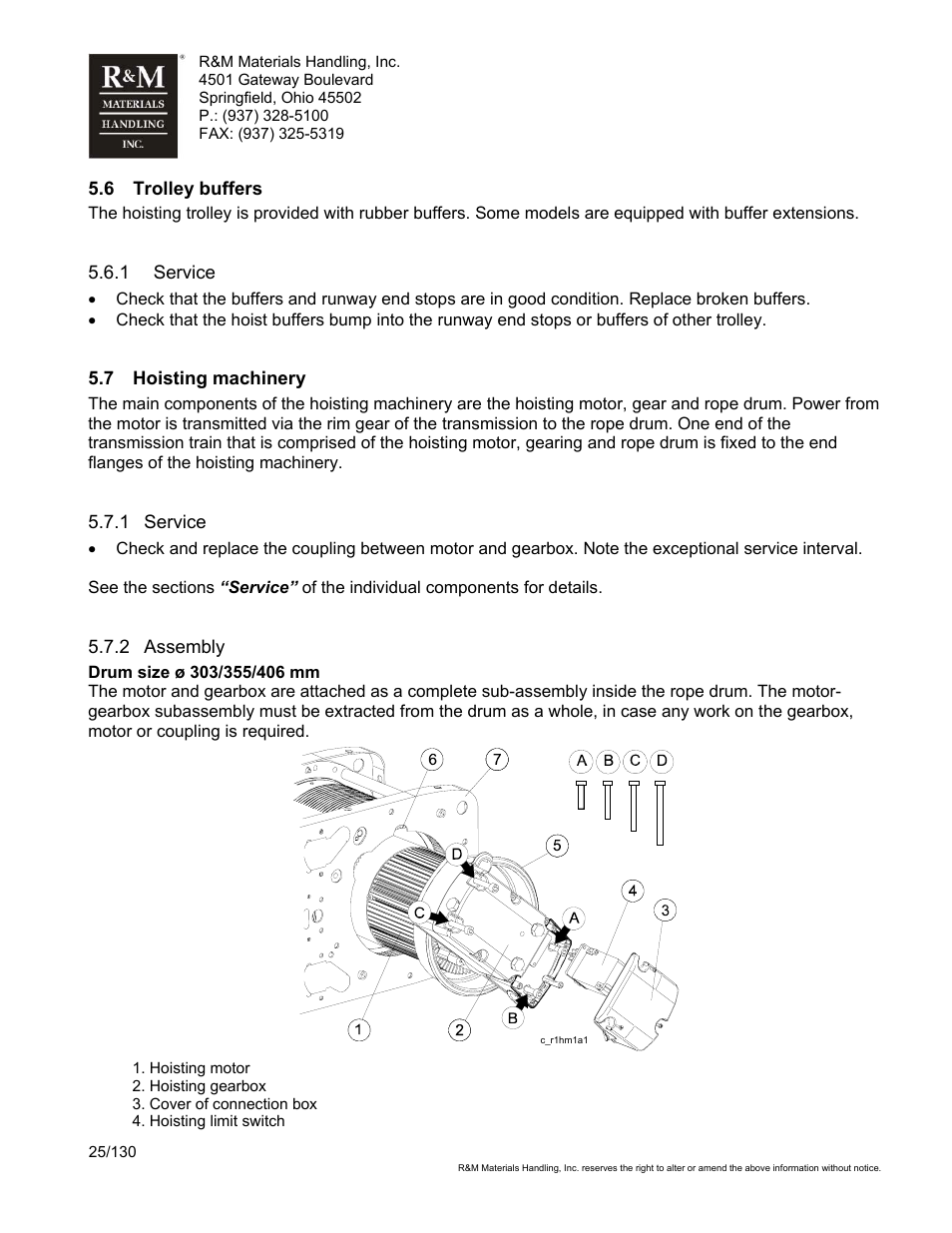 R&M Materials Handling WIRE ROPE HOISTS Service User Manual | Page 25 / 130