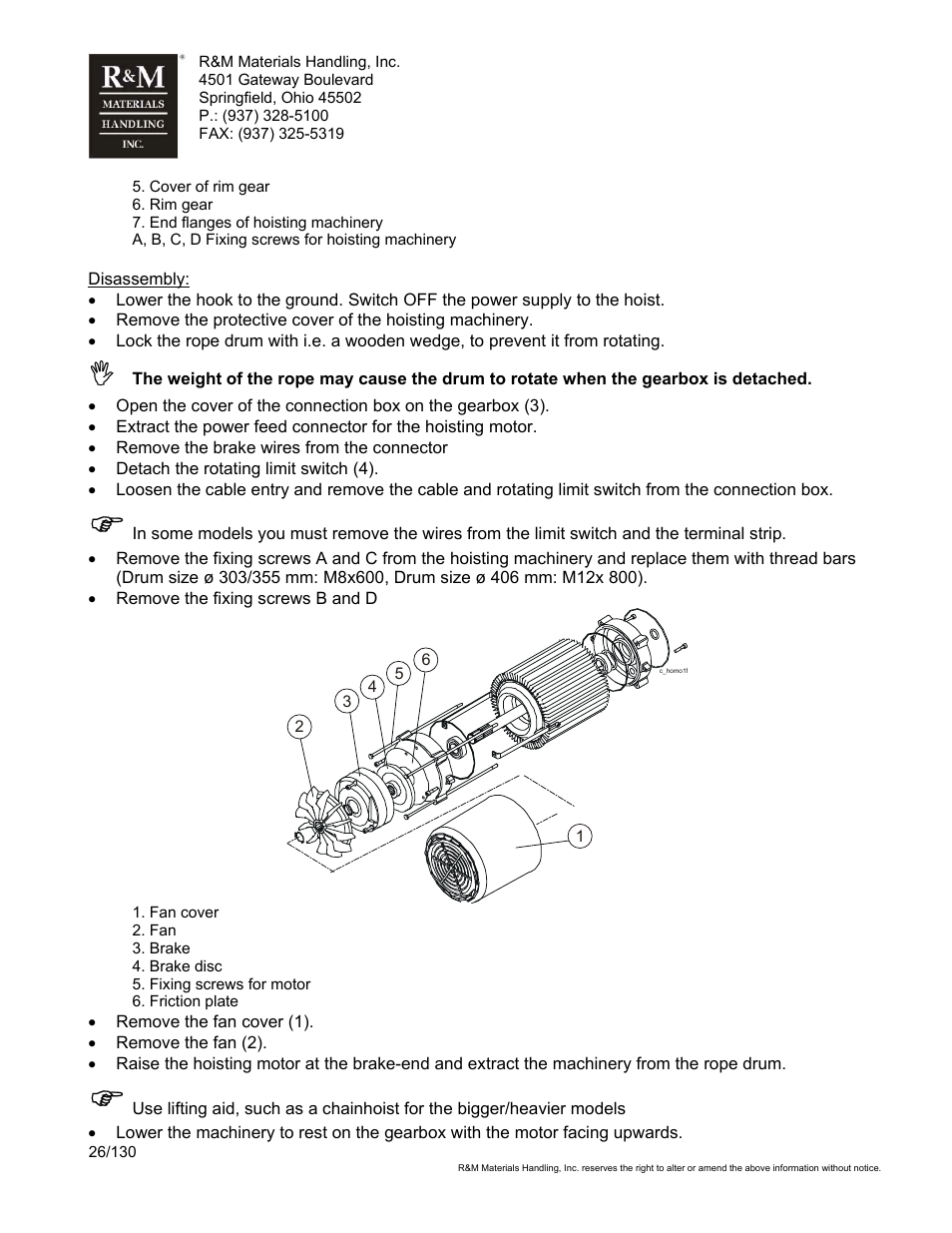 R&M Materials Handling WIRE ROPE HOISTS Service User Manual | Page 26 / 130