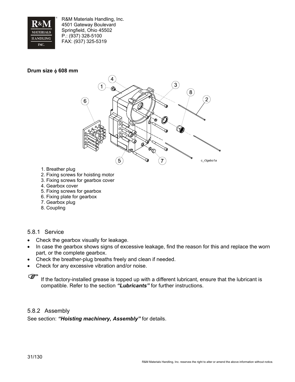 R&M Materials Handling WIRE ROPE HOISTS Service User Manual | Page 31 / 130
