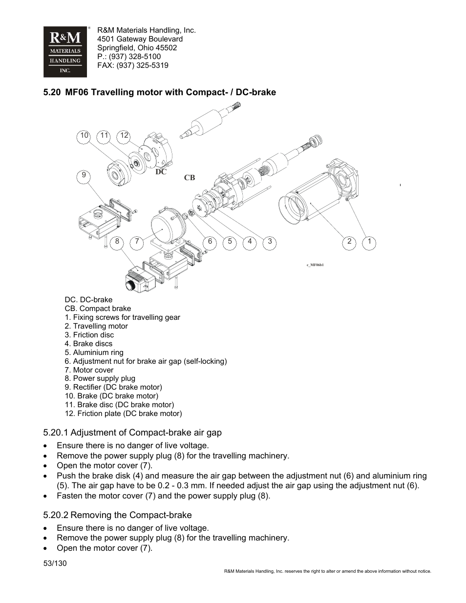 R&M Materials Handling WIRE ROPE HOISTS Service User Manual | Page 53 / 130