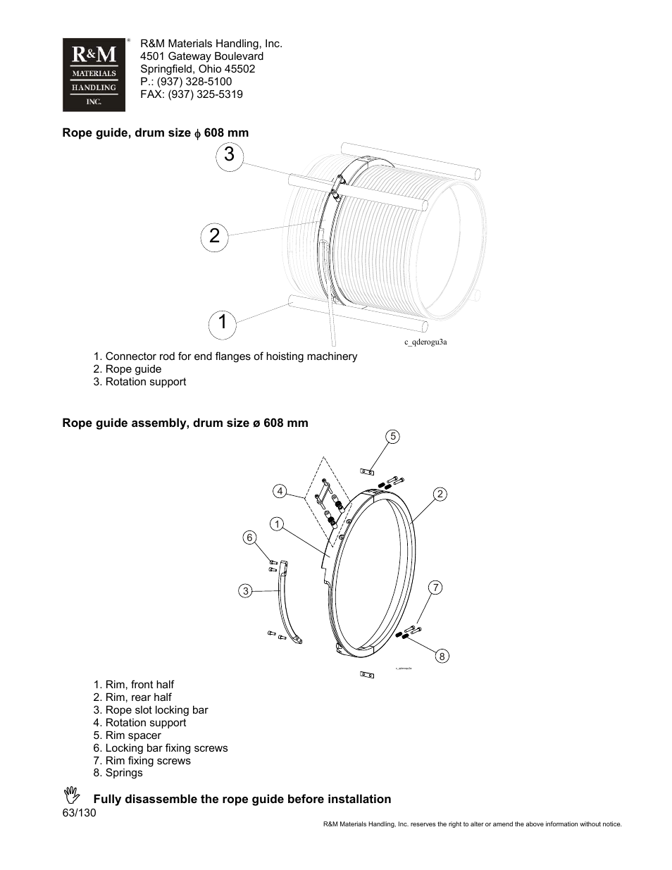 R&M Materials Handling WIRE ROPE HOISTS Service User Manual | Page 63 / 130