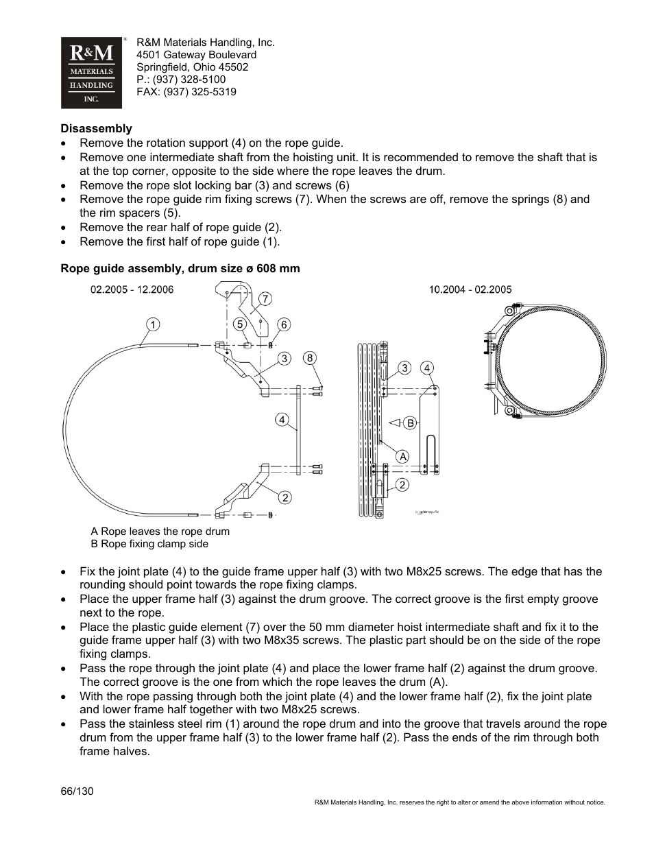 R&M Materials Handling WIRE ROPE HOISTS Service User Manual | Page 66 / 130