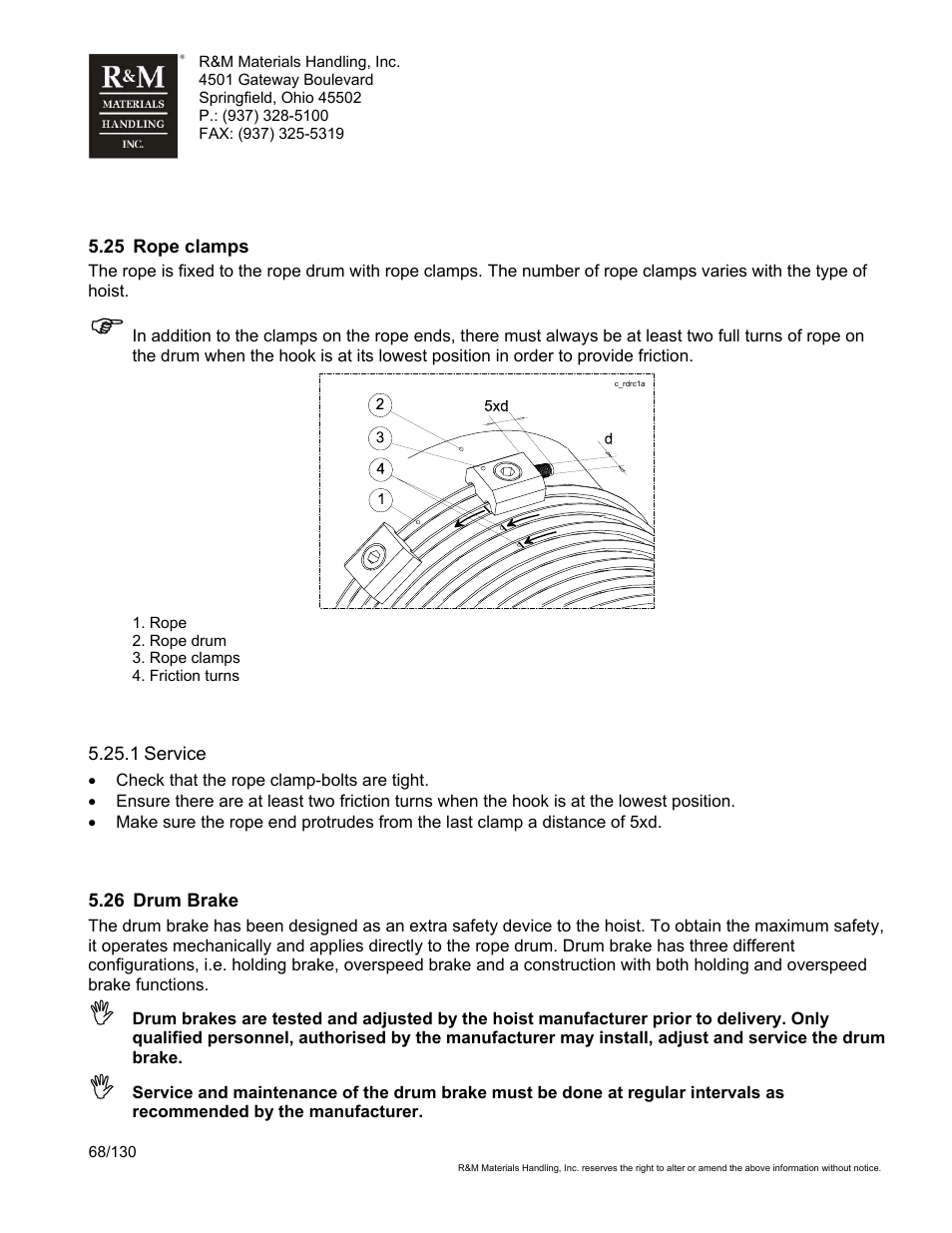 R&M Materials Handling WIRE ROPE HOISTS Service User Manual | Page 68 / 130