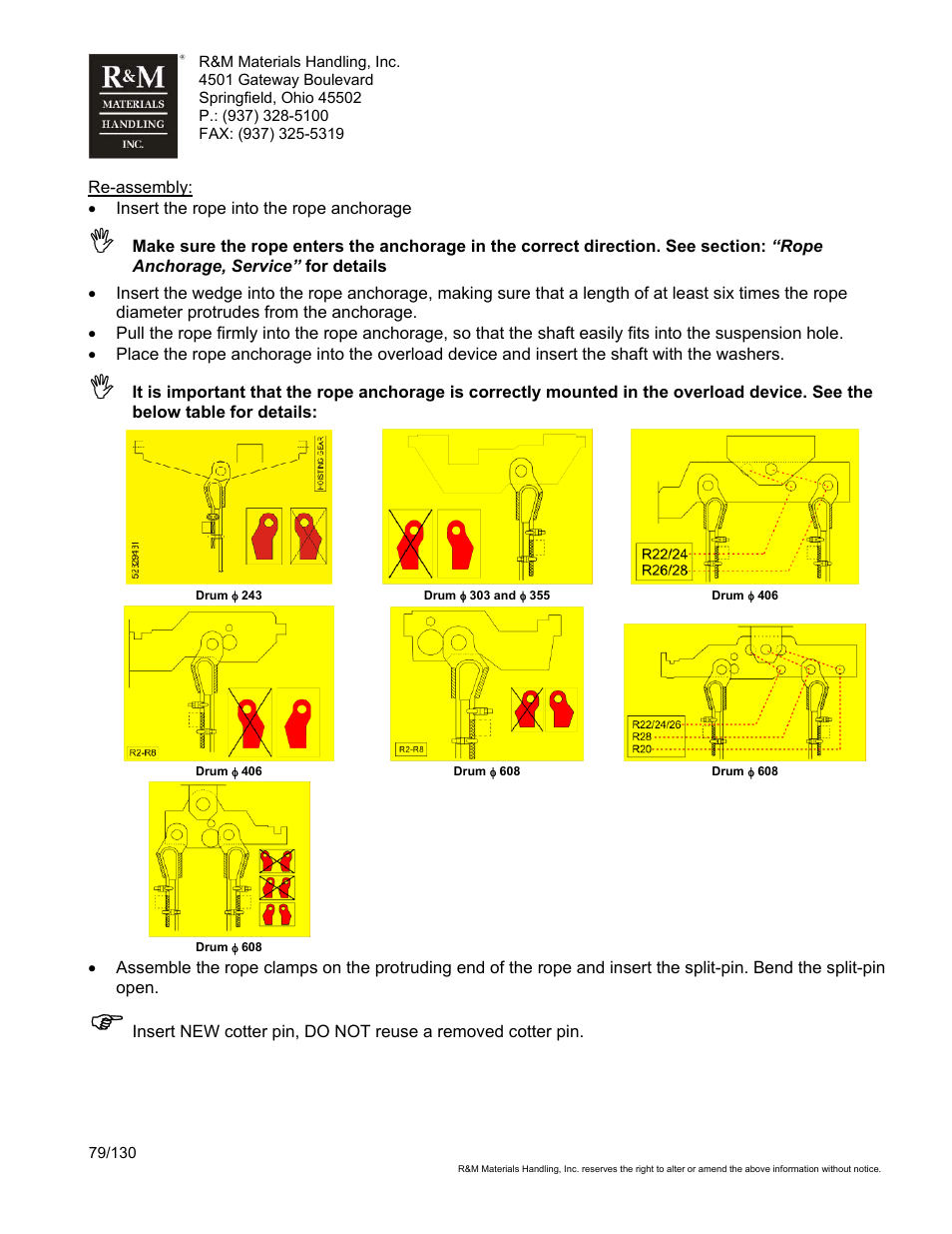 R&M Materials Handling WIRE ROPE HOISTS Service User Manual | Page 79 / 130
