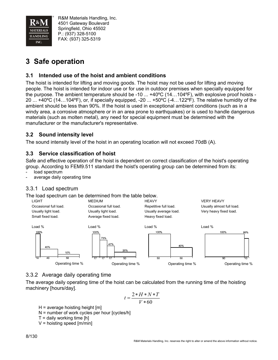 3 safe operation | R&M Materials Handling WIRE ROPE HOISTS Service User Manual | Page 8 / 130