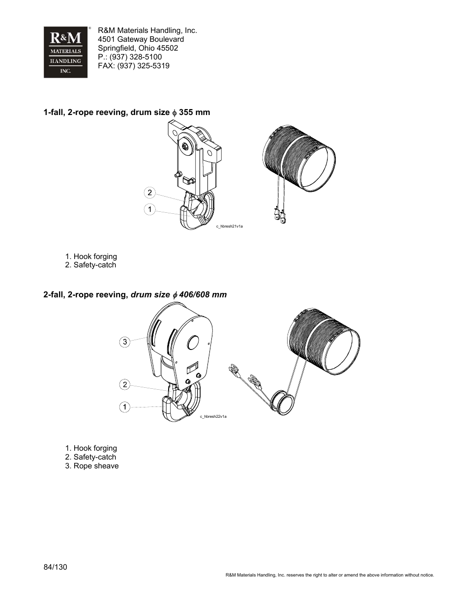 R&M Materials Handling WIRE ROPE HOISTS Service User Manual | Page 84 / 130