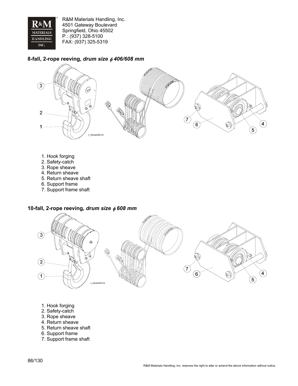 R&M Materials Handling WIRE ROPE HOISTS Service User Manual | Page 86 / 130