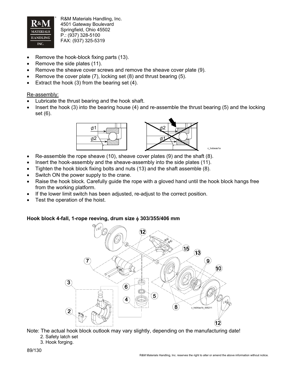 R&M Materials Handling WIRE ROPE HOISTS Service User Manual | Page 89 / 130