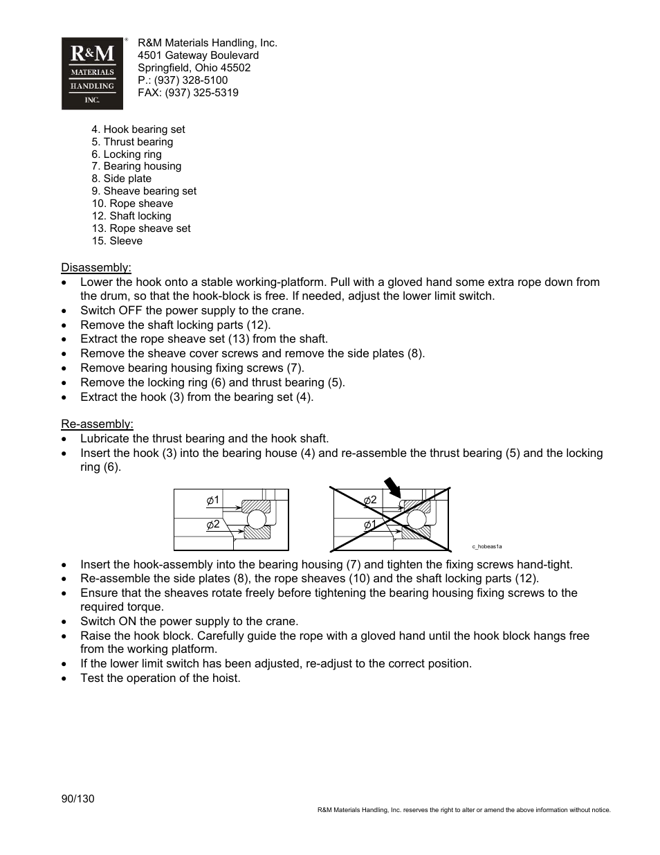 R&M Materials Handling WIRE ROPE HOISTS Service User Manual | Page 90 / 130