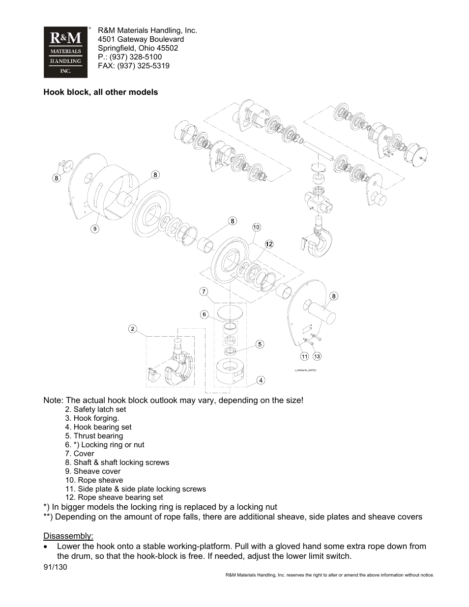 R&M Materials Handling WIRE ROPE HOISTS Service User Manual | Page 91 / 130