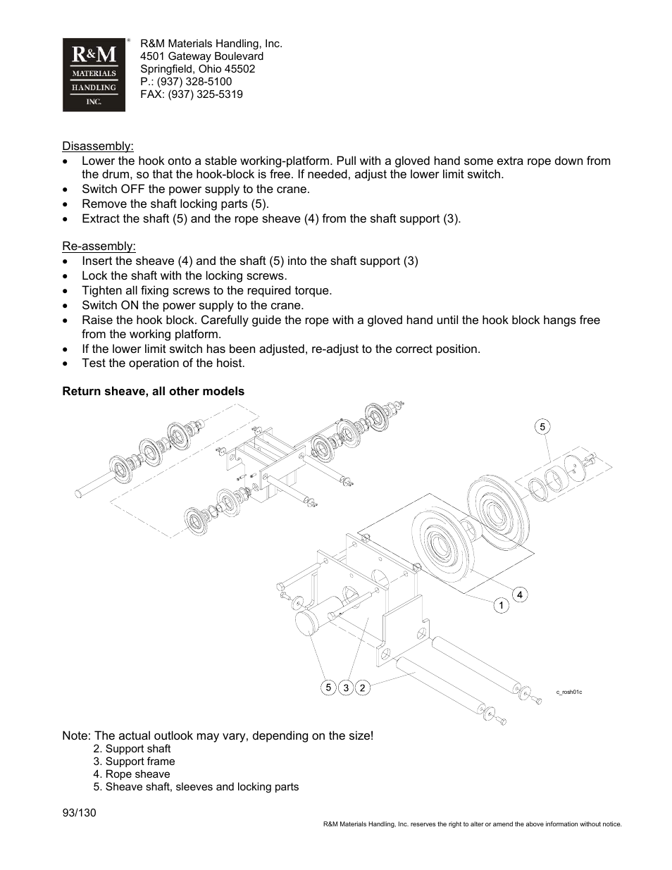R&M Materials Handling WIRE ROPE HOISTS Service User Manual | Page 93 / 130