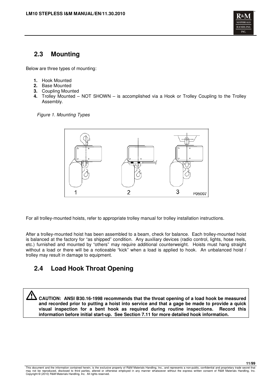 3 mounting, 4 load hook throat opening | R&M Materials Handling ELECTRIC CHAIN HOISTS LoadMate Chain Hoist LM 10 Stepless User Manual | Page 11 / 99