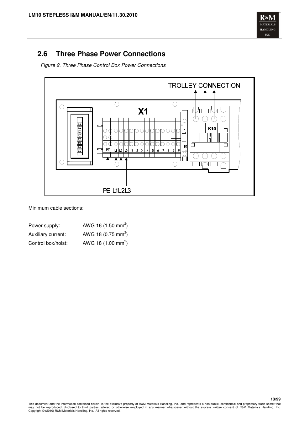 6 three phase power connections | R&M Materials Handling ELECTRIC CHAIN HOISTS LoadMate Chain Hoist LM 10 Stepless User Manual | Page 13 / 99