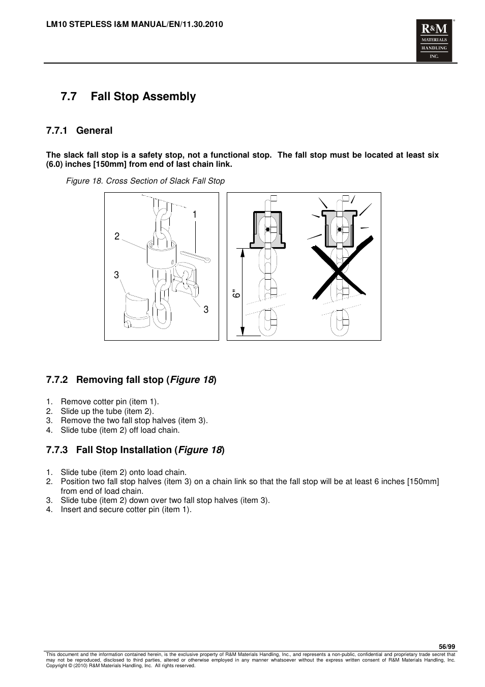 7 fall stop assembly | R&M Materials Handling ELECTRIC CHAIN HOISTS LoadMate Chain Hoist LM 10 Stepless User Manual | Page 56 / 99