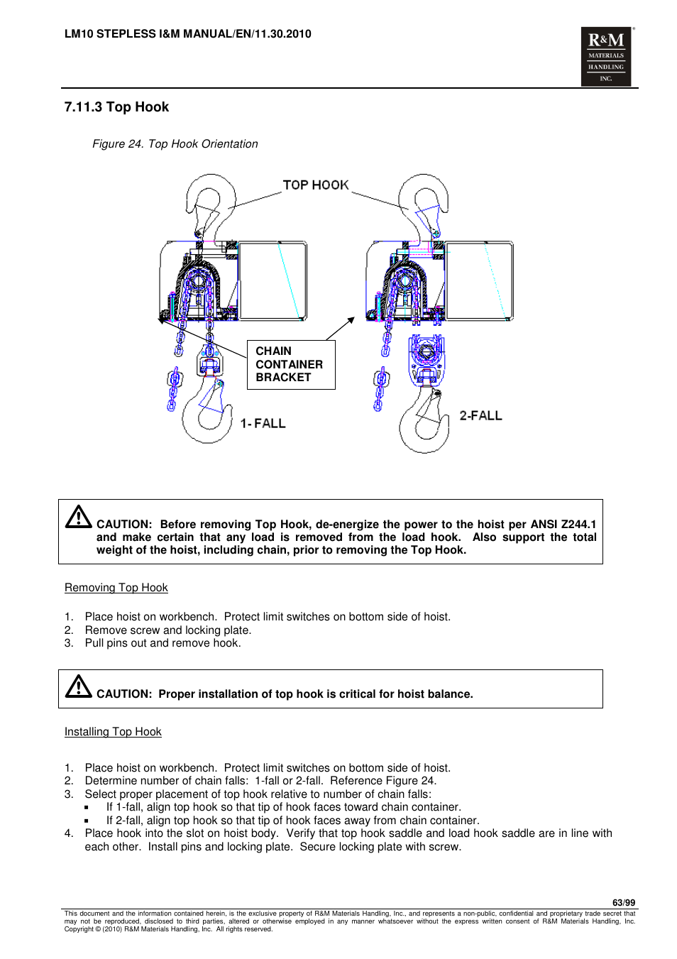 R&M Materials Handling ELECTRIC CHAIN HOISTS LoadMate Chain Hoist LM 10 Stepless User Manual | Page 63 / 99