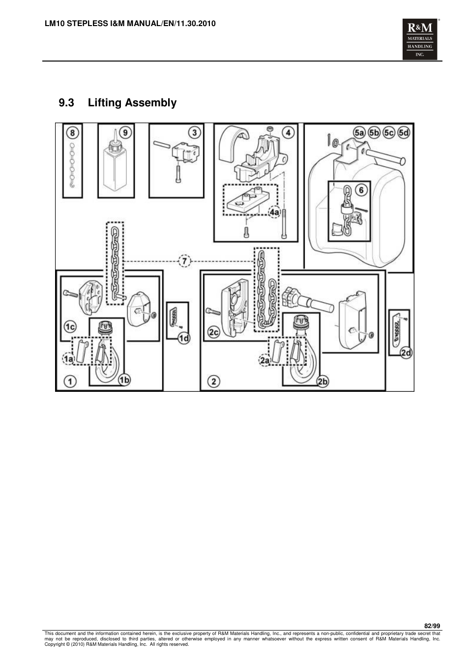 3 lifting assembly | R&M Materials Handling ELECTRIC CHAIN HOISTS LoadMate Chain Hoist LM 10 Stepless User Manual | Page 82 / 99