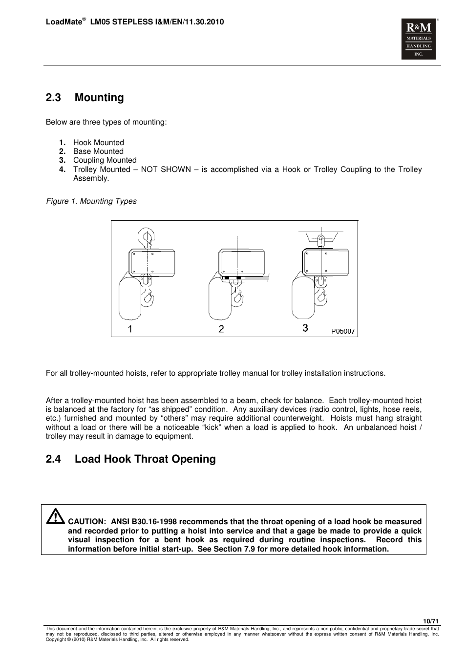 3 mounting, 4 load hook throat opening | R&M Materials Handling ELECTRIC CHAIN HOISTS LoadMate Chain Hoist LM 5 Stepless User Manual | Page 10 / 71