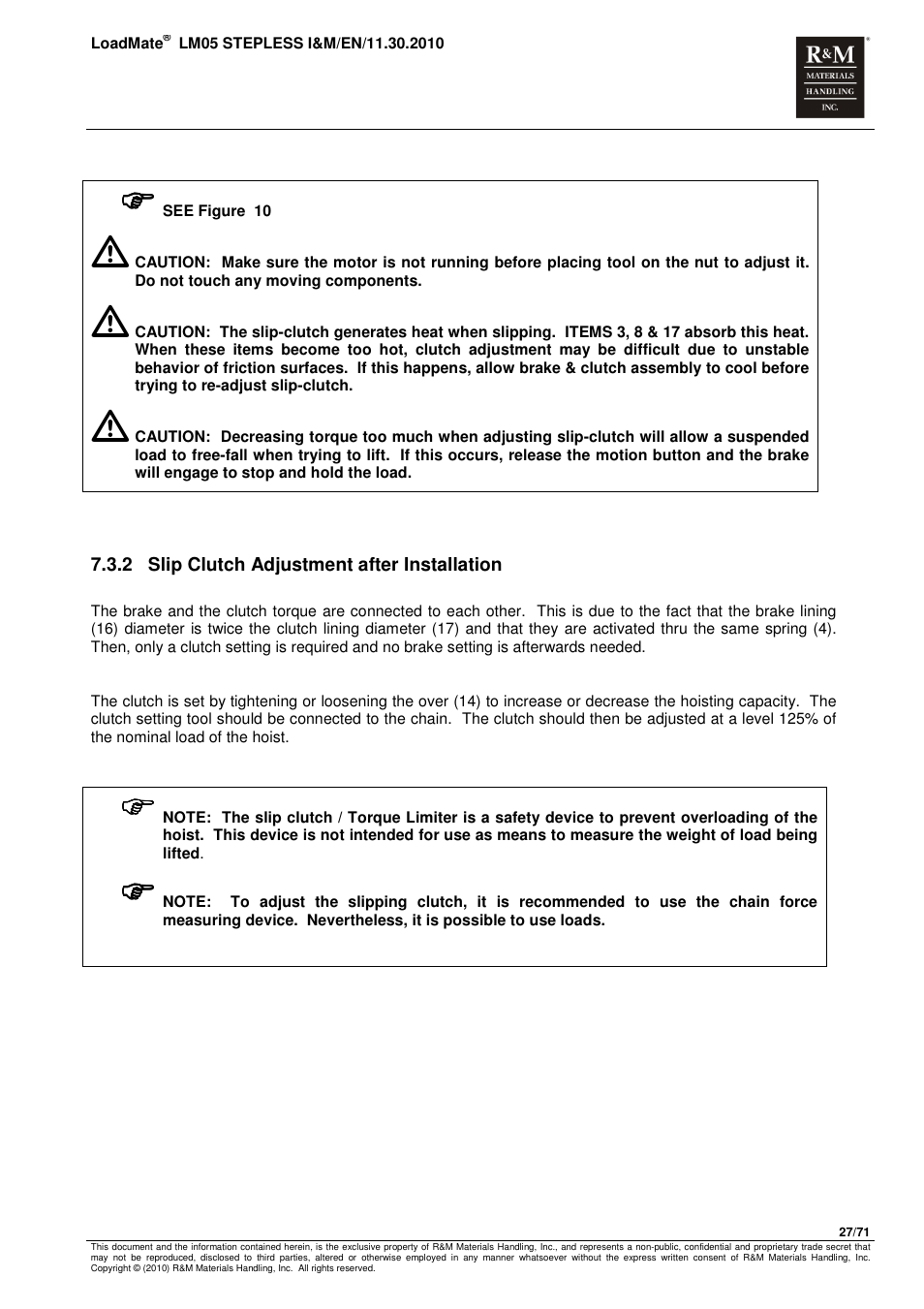 R&M Materials Handling ELECTRIC CHAIN HOISTS LoadMate Chain Hoist LM 5 Stepless User Manual | Page 27 / 71
