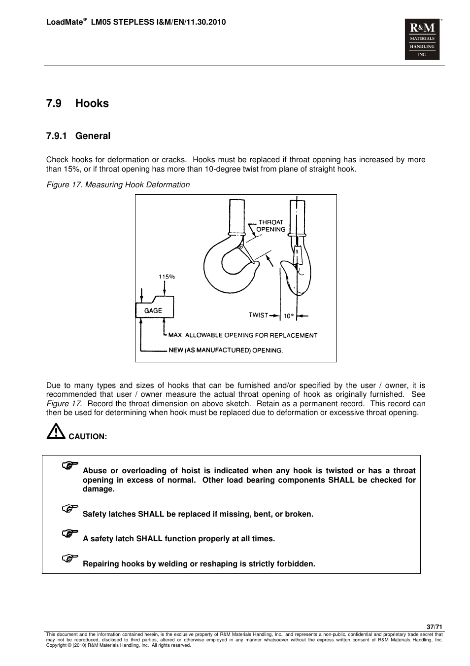 9 hooks | R&M Materials Handling ELECTRIC CHAIN HOISTS LoadMate Chain Hoist LM 5 Stepless User Manual | Page 37 / 71