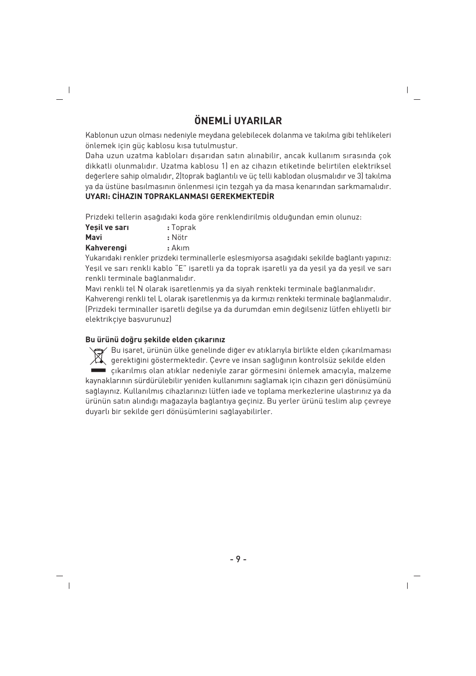 Öneml‹ uyarilar | SINBO SK 2396 User Manual | Page 10 / 67