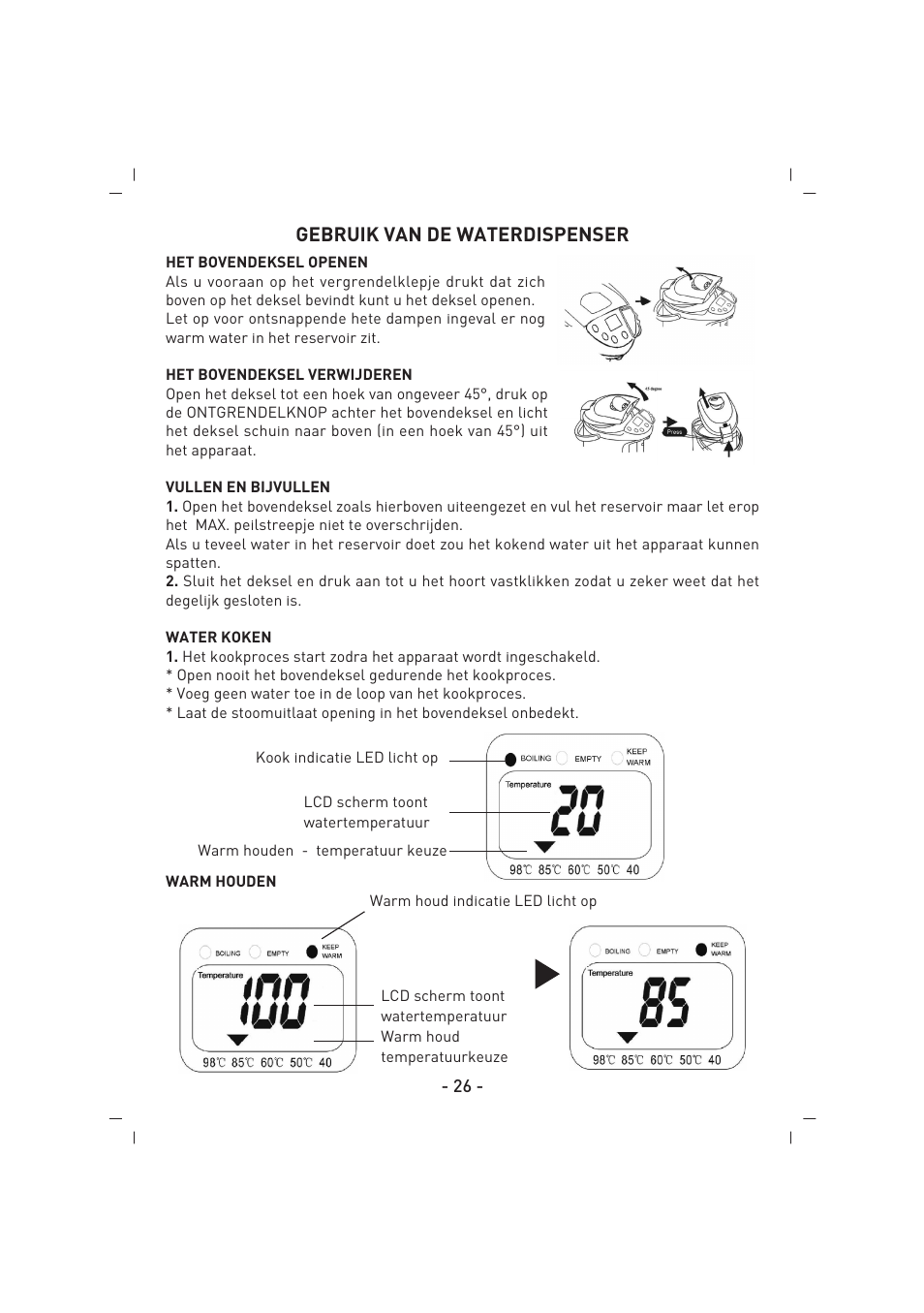 Gebruik van de waterdispenser | SINBO SK 2396 User Manual | Page 27 / 67
