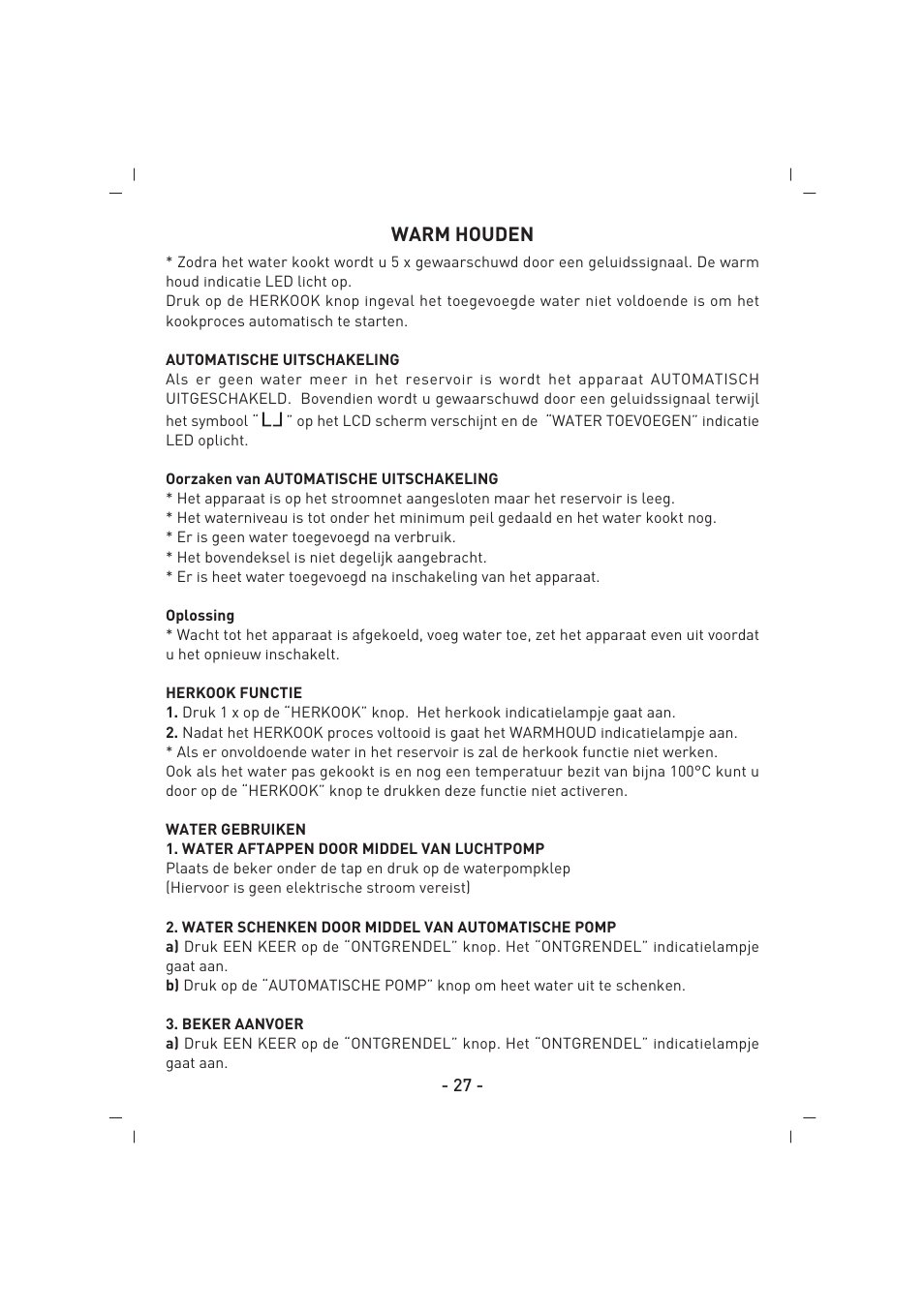 Warm houden | SINBO SK 2396 User Manual | Page 28 / 67