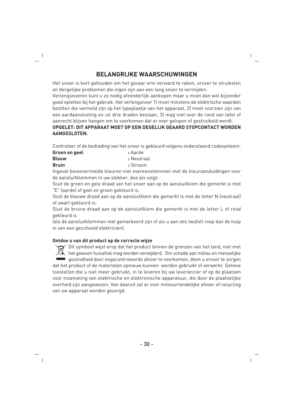 Belangrijke waarschuwingen | SINBO SK 2396 User Manual | Page 31 / 67