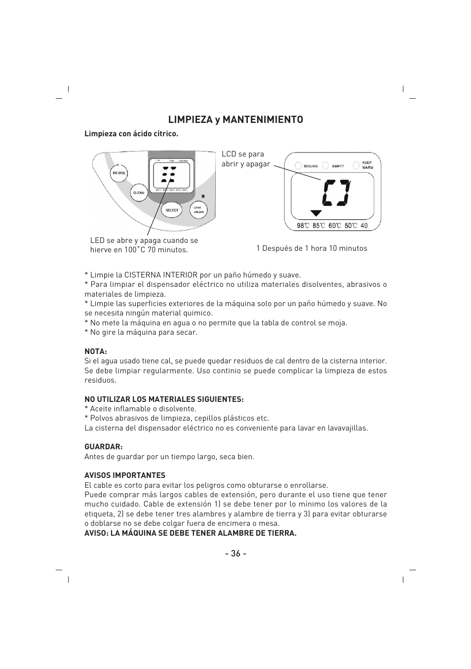 Limpieza y mantenimiento | SINBO SK 2396 User Manual | Page 37 / 67